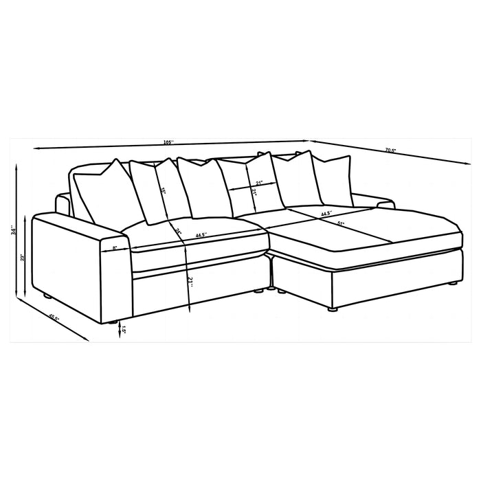 Blaine Upholstered Reversible Chaise Sectional Sofa Black