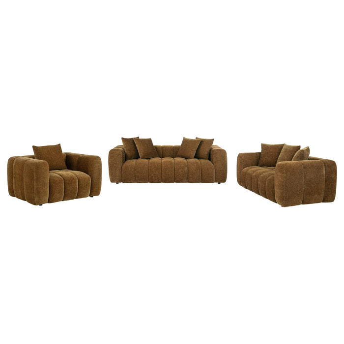 Lazaro Fabric Upholstered Wide Channel Loveseat Bronze