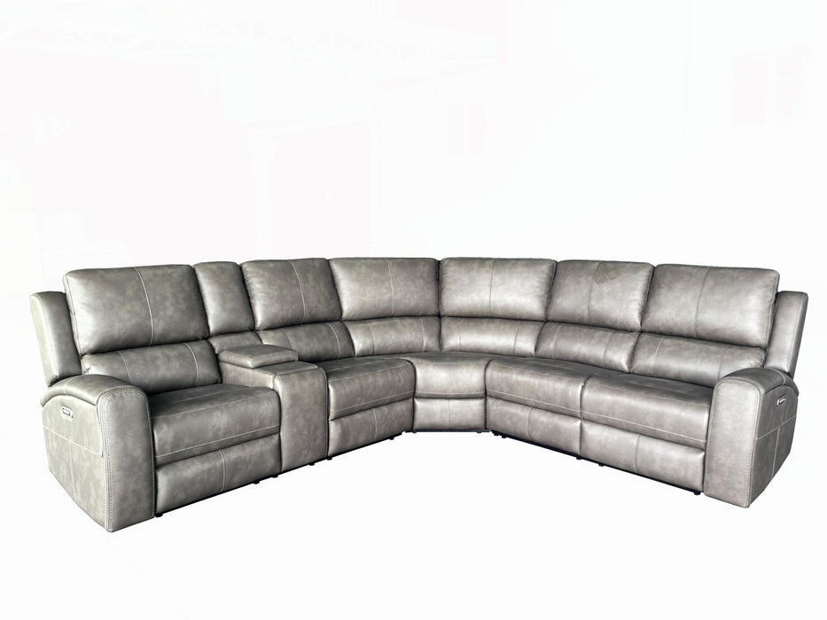 Lumen 3-piece Faux Leather Triple Power Reclining Sectional Charcoal