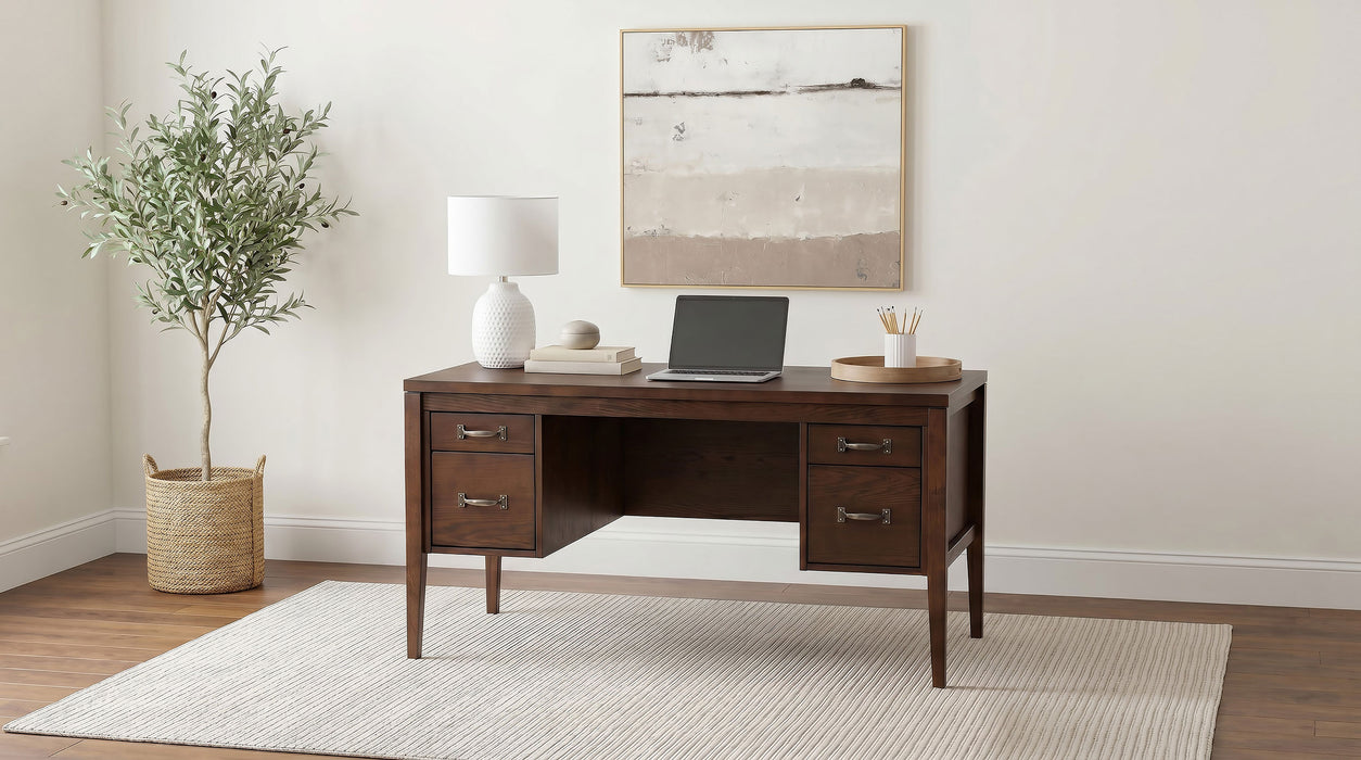 Graham 54-inch 4-drawer Double Pedestal Lift Top Computer Desk Chocolate