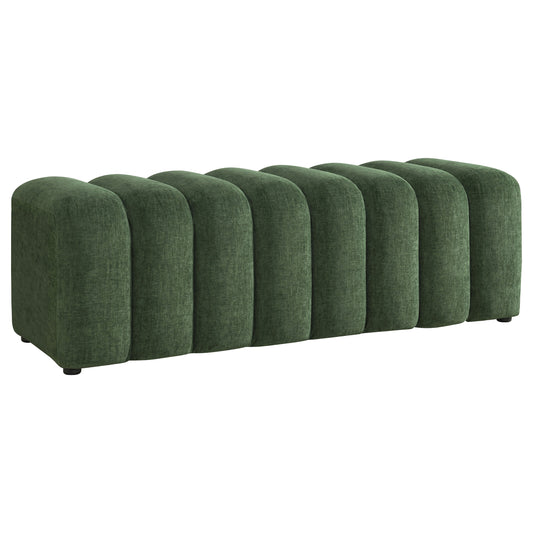 Summer Chenille Upholstered Channel Accent Bench Green
