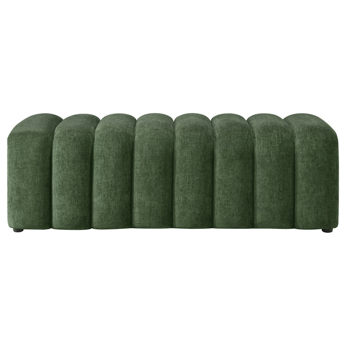 Summer Chenille Upholstered Channel Accent Bench Green