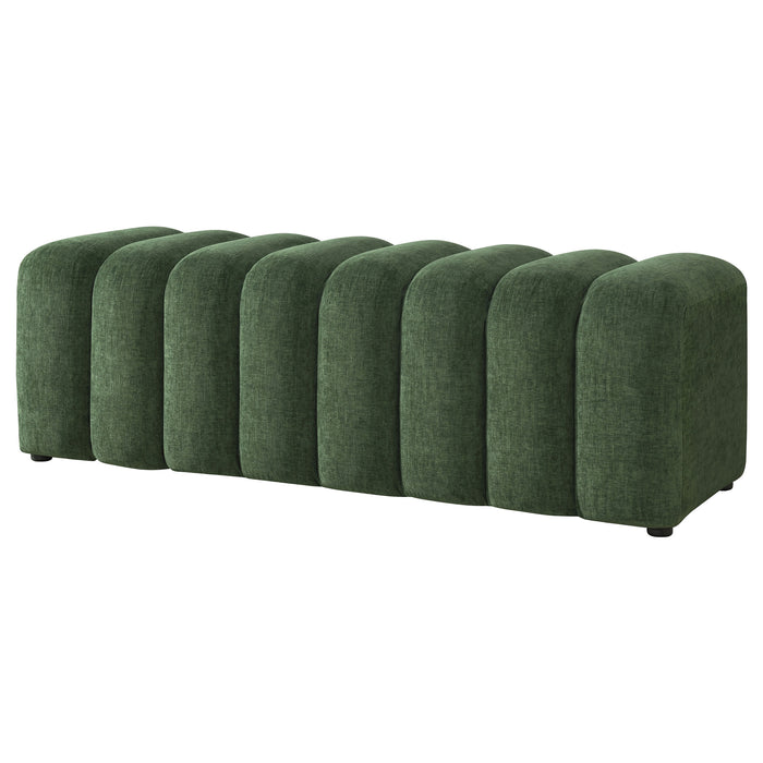 Summer Chenille Upholstered Channel Accent Bench Green