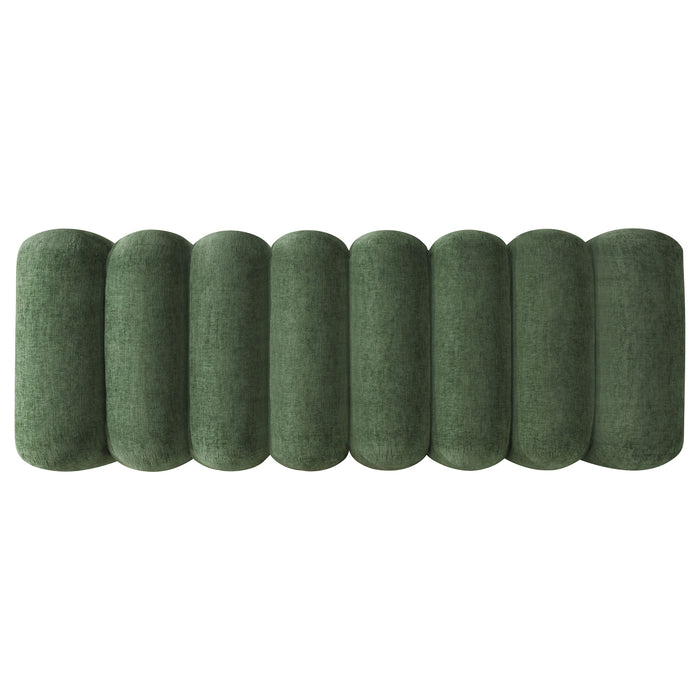Summer Chenille Upholstered Channel Accent Bench Green