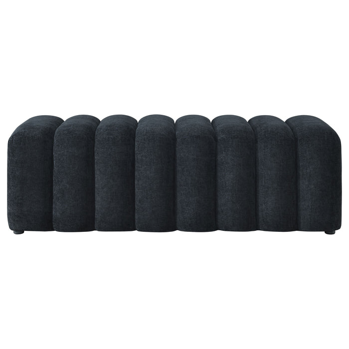 Summer Chenille Upholstered Channel Accent Bench Black