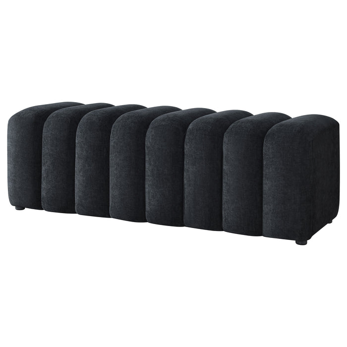 Summer Chenille Upholstered Channel Accent Bench Black