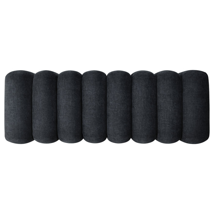 Summer Chenille Upholstered Channel Accent Bench Black