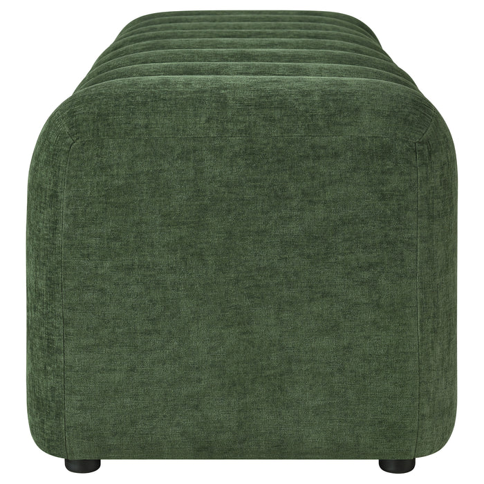 Summer Chenille Upholstered Channel Accent Bench Green
