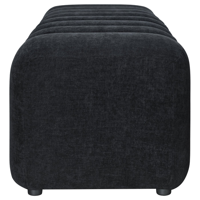 Summer Chenille Upholstered Channel Accent Bench Black
