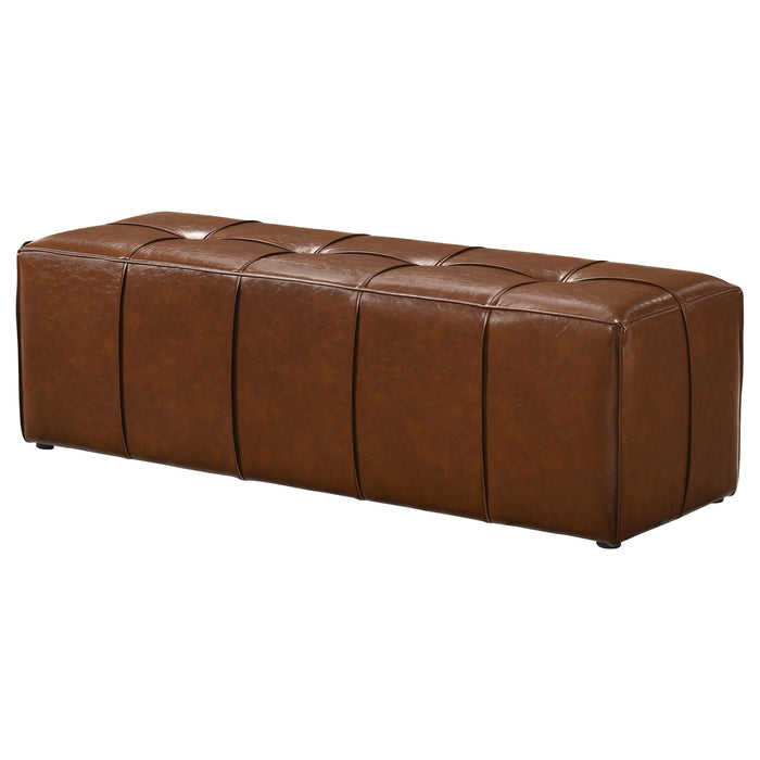 Farrell Leatherette Upholstered Bench Brown