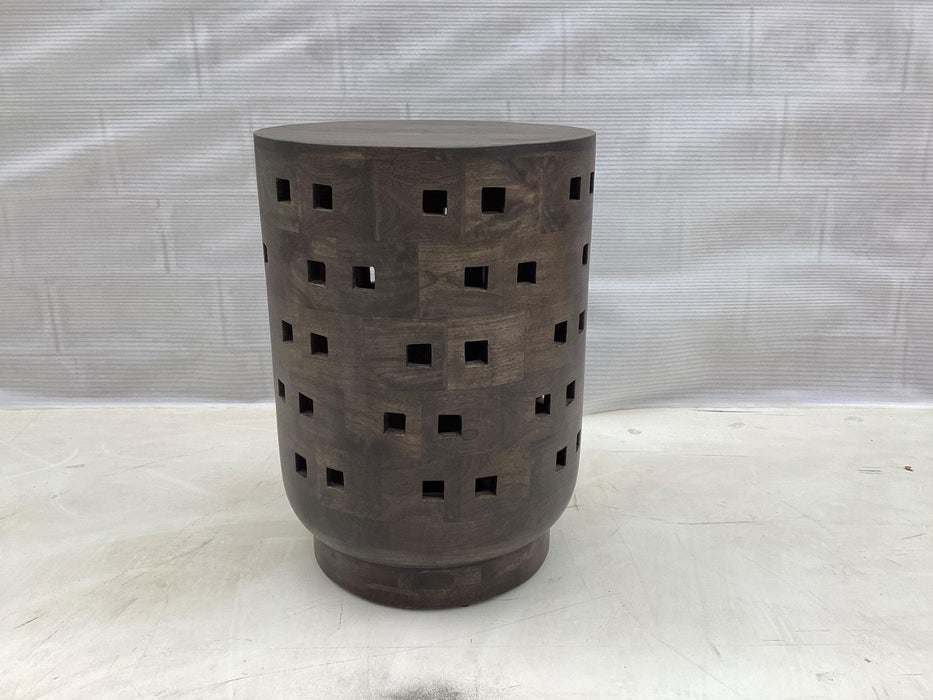 Orengo Round Solid Mango Wood Accent Side Table Brown