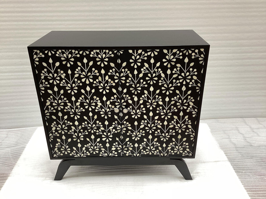Marlon 2-door Floral Bone Inlay Accent Cabinet Black