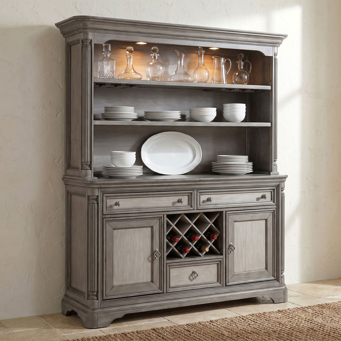 Cresswell 2-door 3-drawer Buffet and Hutch Weathered Taupe