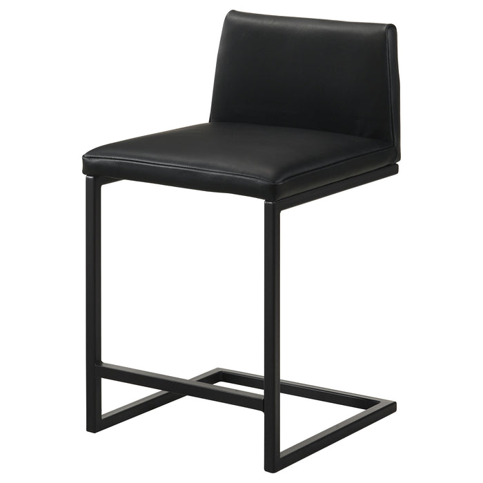 Vardon Genuine Leather Counter Height Chair Black (Set of 2)