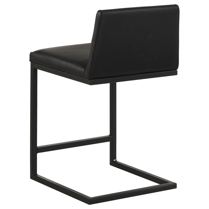 Vardon Genuine Leather Counter Height Chair Black (Set of 2)