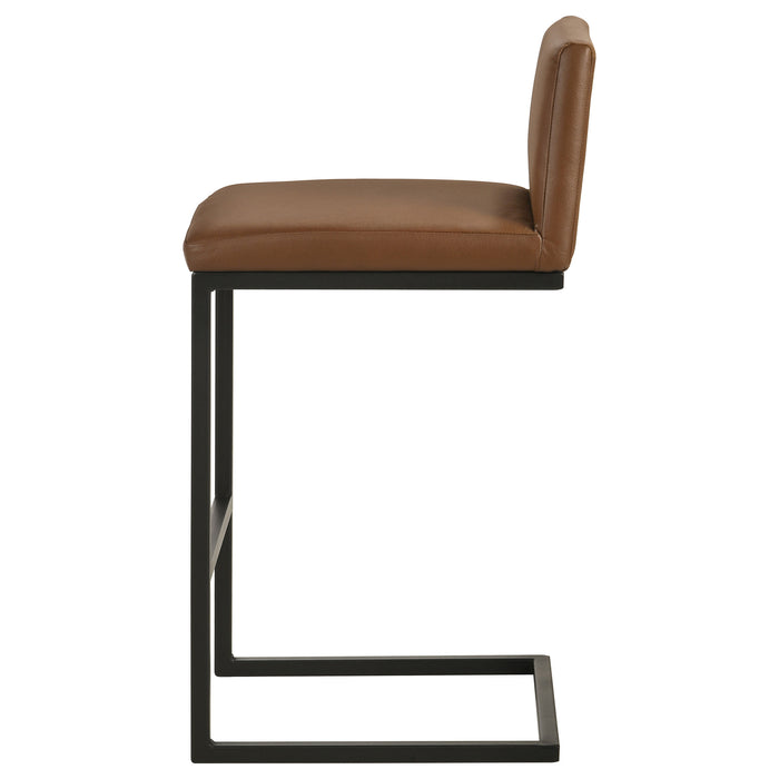 Vardon Genuine Leather Bar Stool Dark Brown (Set of 2)
