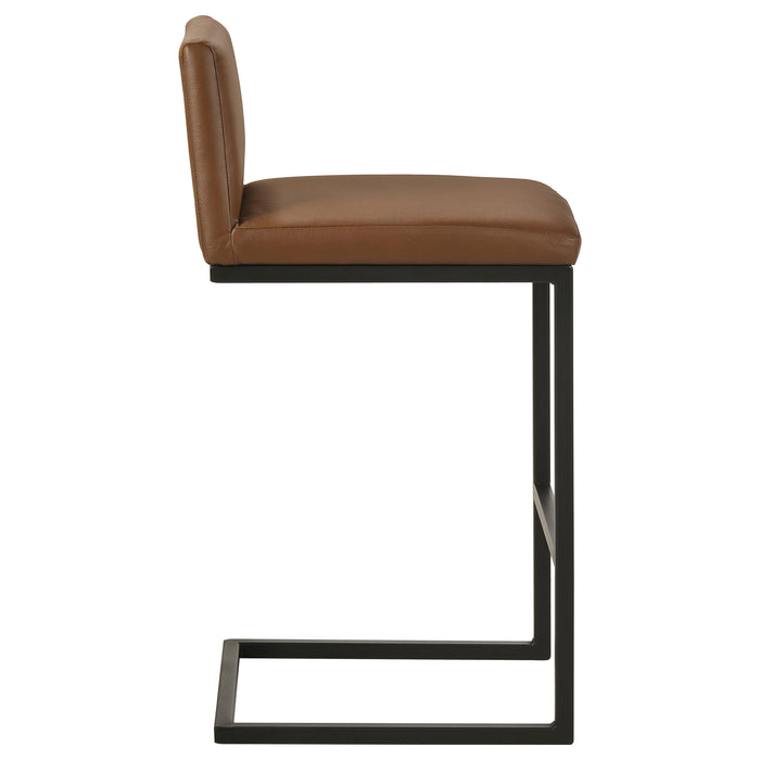 Vardon Genuine Leather Bar Stool Dark Brown (Set of 2)