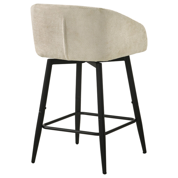 Rainer Fabric Upholstered Swivel Counter Height Chair Cream (Set of 2)