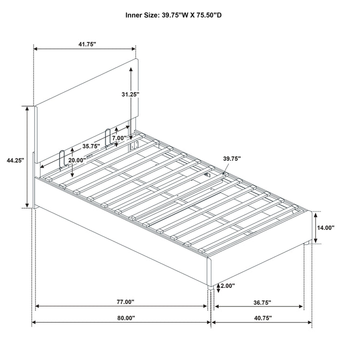 Reeves Upholstered Twin Lift-Top Storage Platform Bed Beige