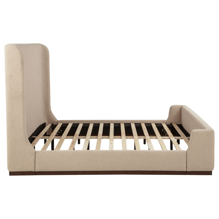 Nala Eastern King Fabric Upholstered Platform Bed Tan