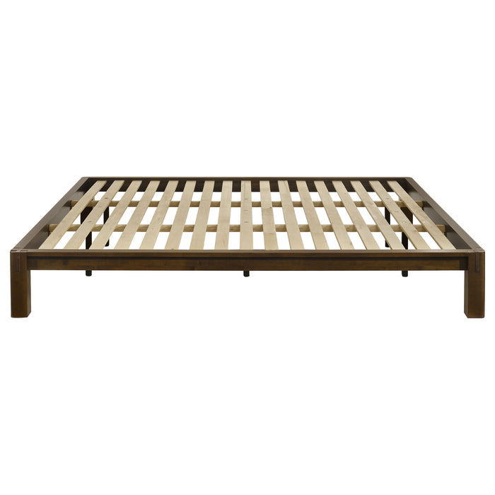 Gislen Eastern King Easy Assembly Wood Platform Bed Walnut