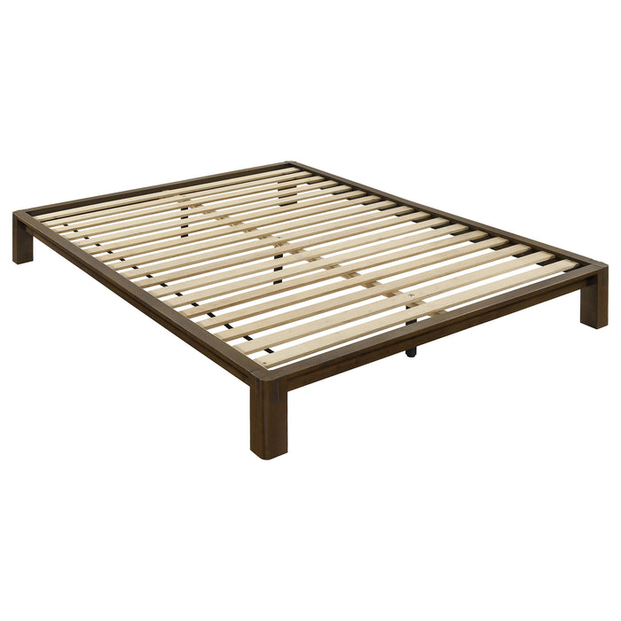 Gislen Queen Easy Assembly Wood Platform Bed Walnut
