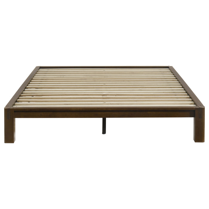 Gislen Queen Easy Assembly Wood Platform Bed Walnut
