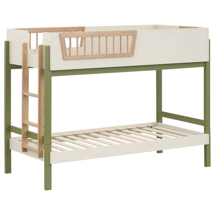 Evren Twin-over-Twin Bunk Bed with Trundle and Ladder Tri-Tone
