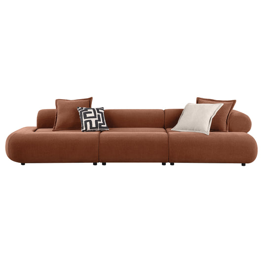 Byrne 143-inch Velvet Modular Bumper Sectional Sofa Rust