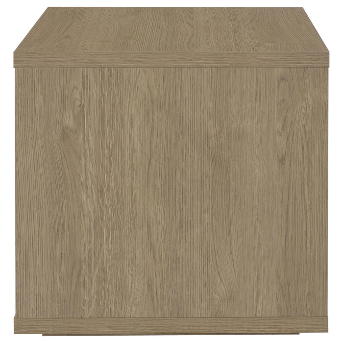Ingram Square End Table with Drawer and Open Shelf Latte