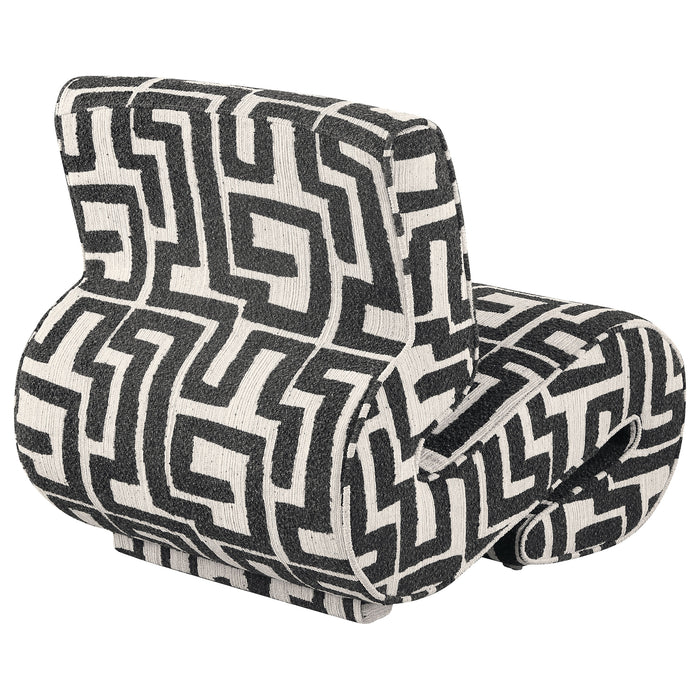 Eimer Geometric Jacquard Accent Chair Black