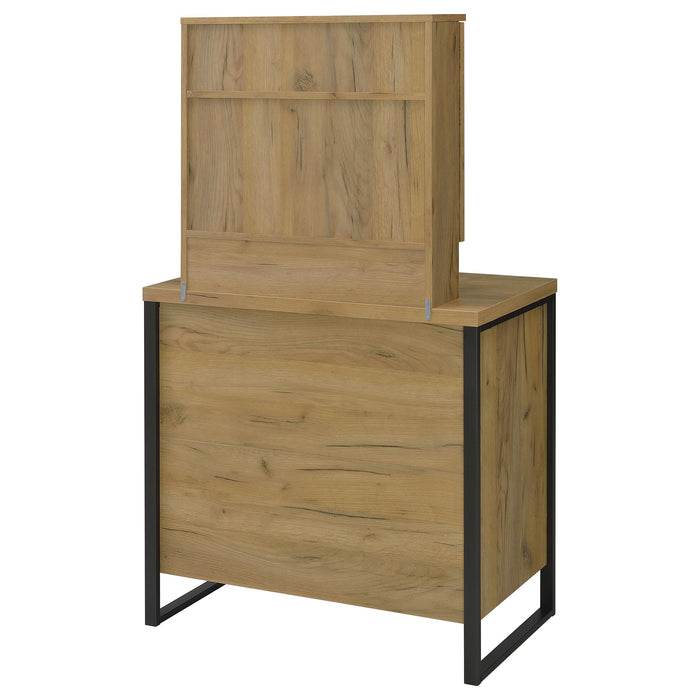Bettin Vanity Set with Sliding Mirror and Stool Golden Oak