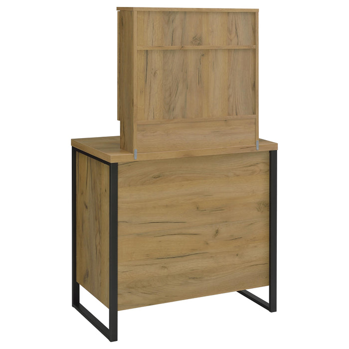 Bettin Vanity Set with Sliding Mirror and Stool Golden Oak