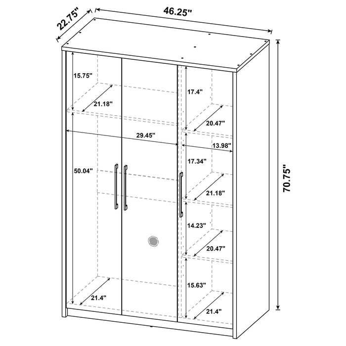 Cerda 3-door Bedroom Wardrobe Storage Cabinet Armoire Black