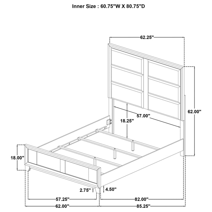 Farre Queen Upholstered Platform Panel Bed Washed Grey