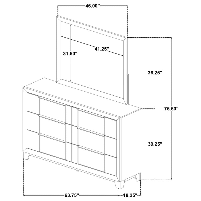 Farre 6-drawer Dresser with Mirror Washed Grey