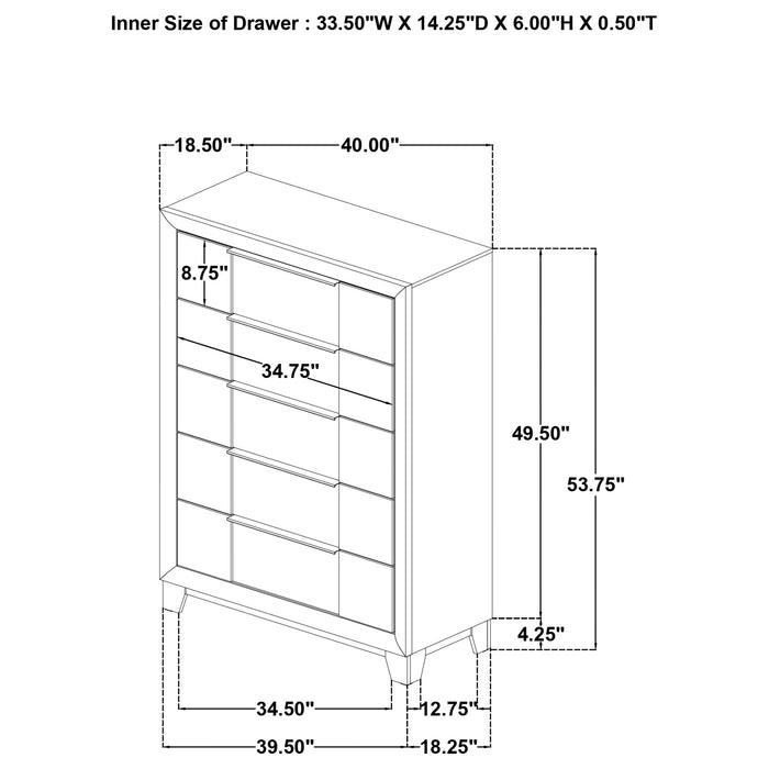 Farre 5-drawer Chest of Drawers Washed Grey