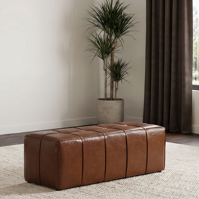 Farrell Leatherette Upholstered Bench Brown